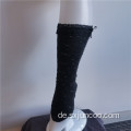 Elegante charmante schwarze Stretch-Stickspitzen-Crew-Socken